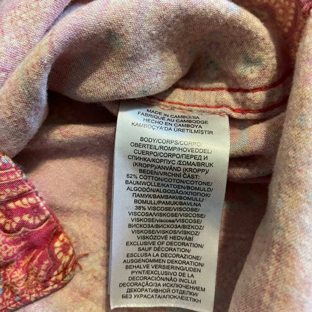 Lauren Ralph Lauren Medium Pink Paisley Cotton Blend Pajama Sleep Shirt Womens - Picture 8 of 8